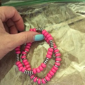 Brand new 2 layer Pink and silver bracelet